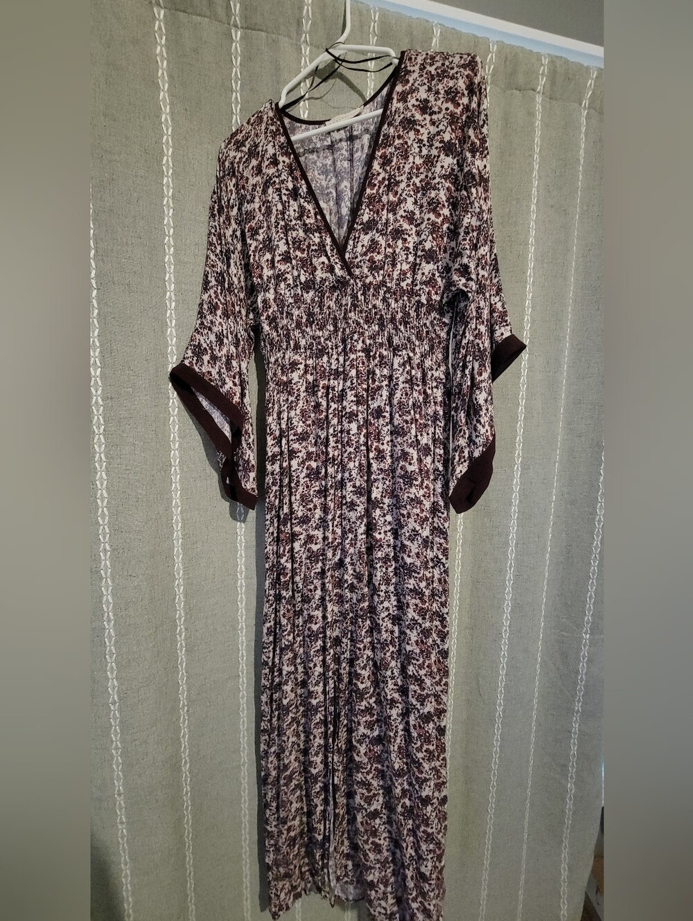 Love Stitch  Floral V-Neck Maxi with Dark Trim